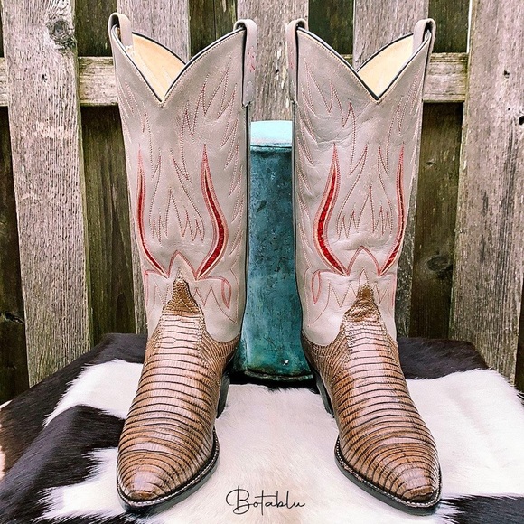 RALPH LAUREN Rare Vintage Lizard Exotic Leather Cowboy Cowgirl Western Boots 7 C - Picture 3 of 15